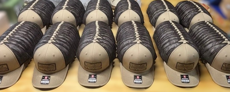 Bulk order of custom leather patch caps